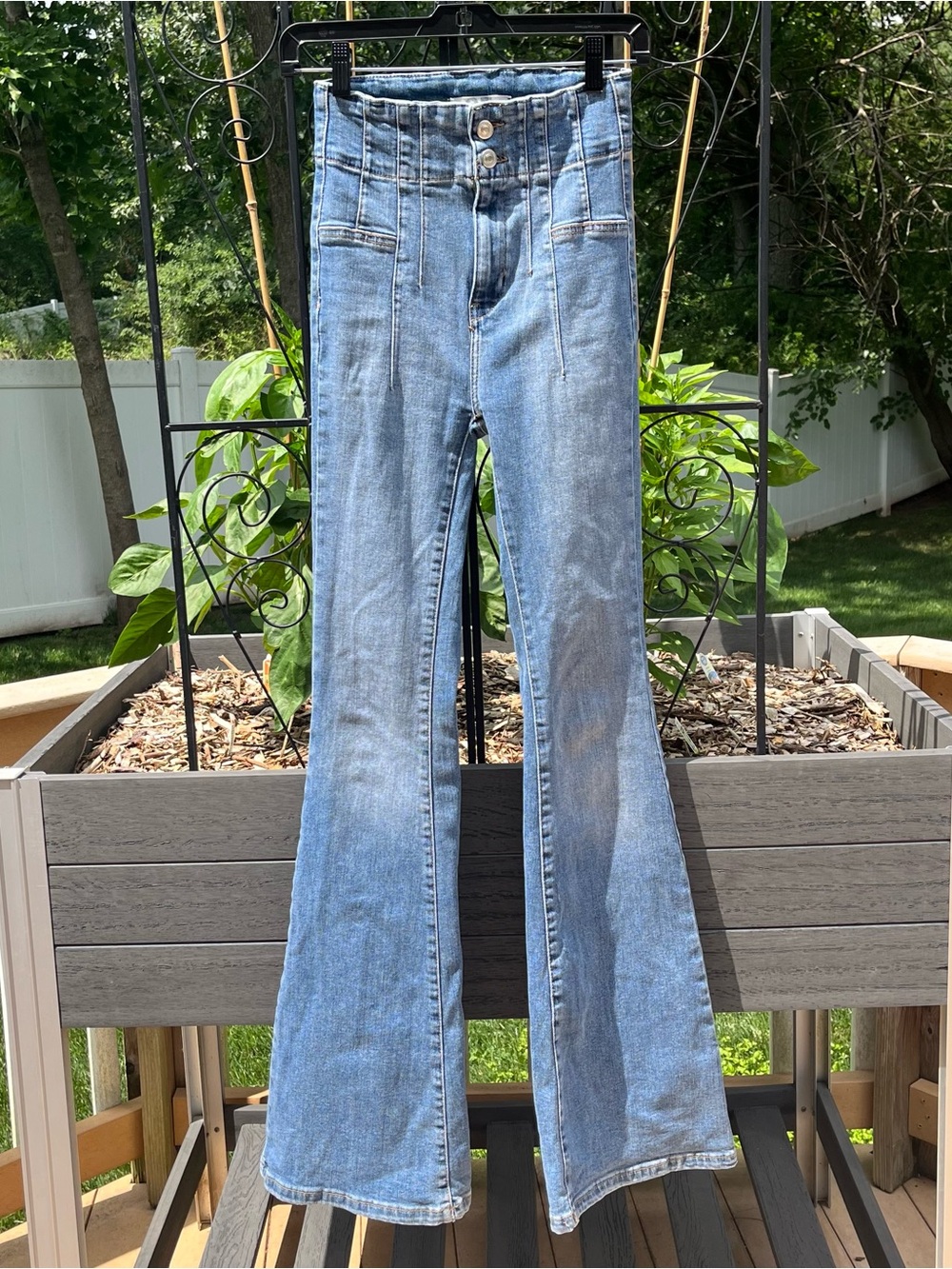 We The Free Jayde High Rise Stretch Flare Jeans Size 25 x 32.5 Boho Denim